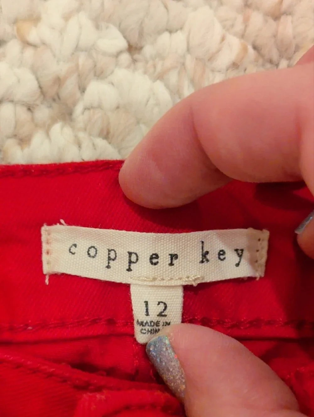 Copper Key Red Girls' Denim Shorts